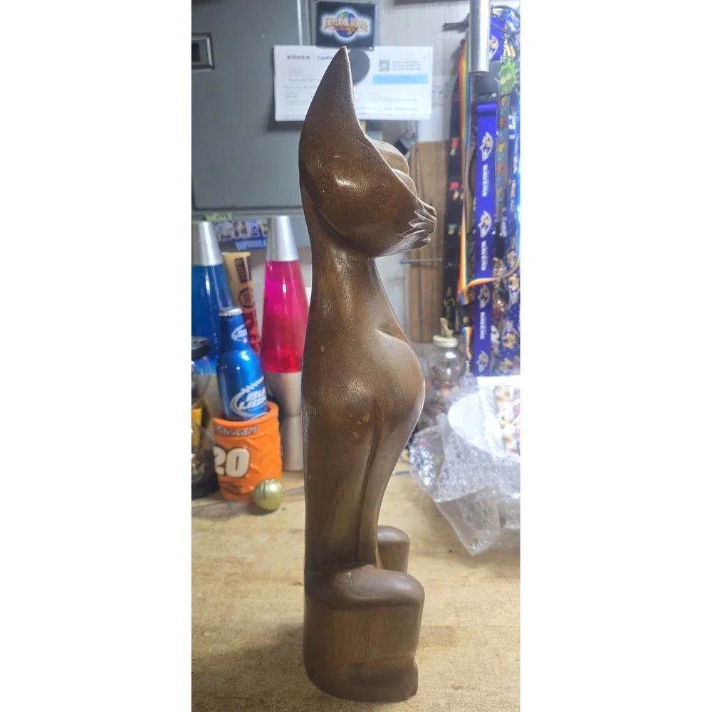 Vintage Tiki Figurine - Classic Tiki Cat - Wooden Figurine